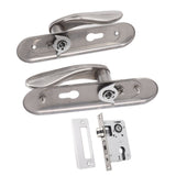 Door Entry Handle Set Stainless Steel Plate Door Lever Cylinder Lock Keys Kit for Household
