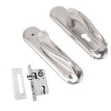 Door Entry Handle Set Stainless Steel Plate Door Lever Cylinder Lock Keys Kit for Household - Low Angle