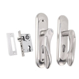 Door Entry Handle Set Stainless Steel Plate Door Lever Cylinder Lock Keys Kit for Household - Extra Image