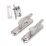 Door Entry Handle Set Stainless Steel Plate Door Lever Cylinder Lock Keys Kit for Household