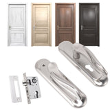 Door Entry Handle Set Stainless Steel Plate Door Lever Cylinder Lock Keys Kit for Household - Extra Image