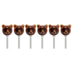 6PCS Bear Door Knob Orange Zinc Alloy Ceramic Decorative Bear Head Drawer Handle for Bedroom