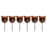6PCS Bear Door Knob Orange Zinc Alloy Ceramic Decorative Bear Head Drawer Handle for Bedroom