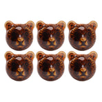 6PCS Bear Door Knob Orange Zinc Alloy Ceramic Decorative Bear Head Drawer Handle for Bedroom