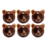 6PCS Bear Door Knob Orange Zinc Alloy Ceramic Decorative Bear Head Drawer Handle for Bedroom - Front View