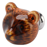 6PCS Bear Door Knob Orange Zinc Alloy Ceramic Decorative Bear Head Drawer Handle for Bedroom - Rear View