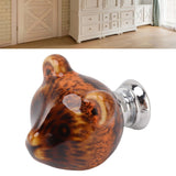 6PCS Bear Door Knob Orange Zinc Alloy Ceramic Decorative Bear Head Drawer Handle for Bedroom - Extra Image
