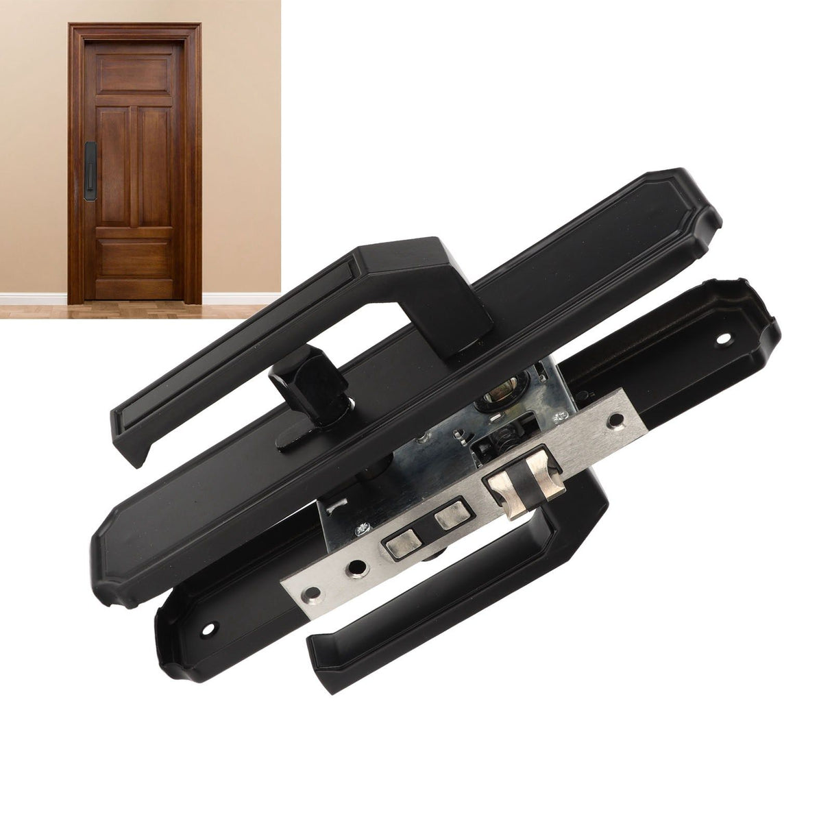 Door Handle Strong Aluminium Alloy Antioxidant Easy Mounting Straight Door Lever with 3 Keys for Repair Replacement