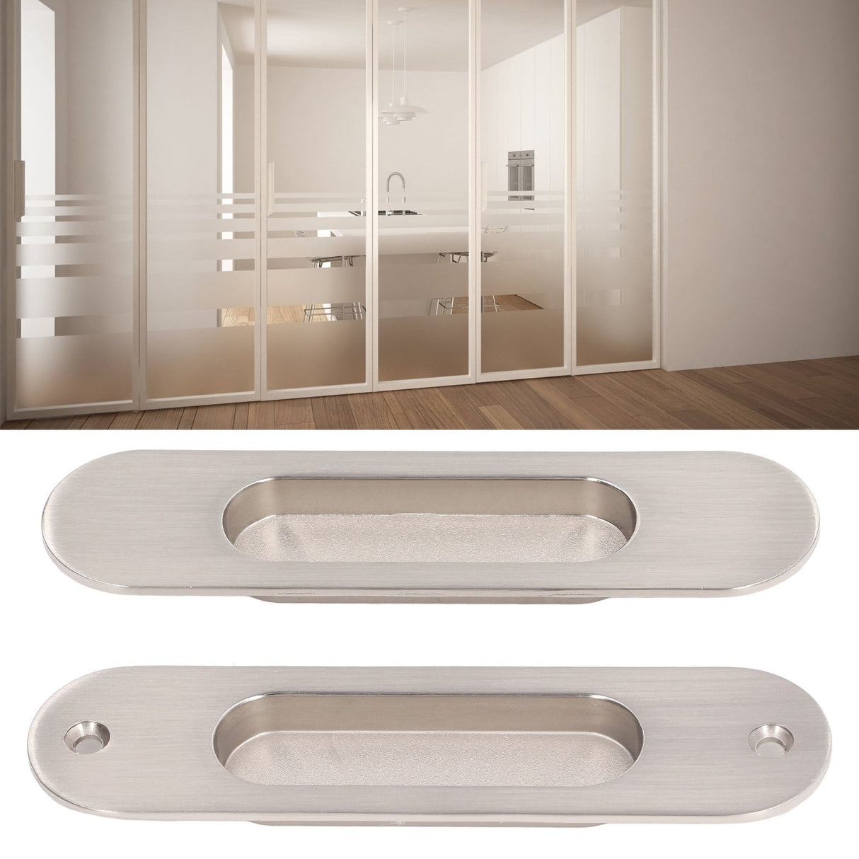 Sliding Door Handles Set Smoothing Surfaces Aluminum Alloy Closet Door Finger Flush Pull