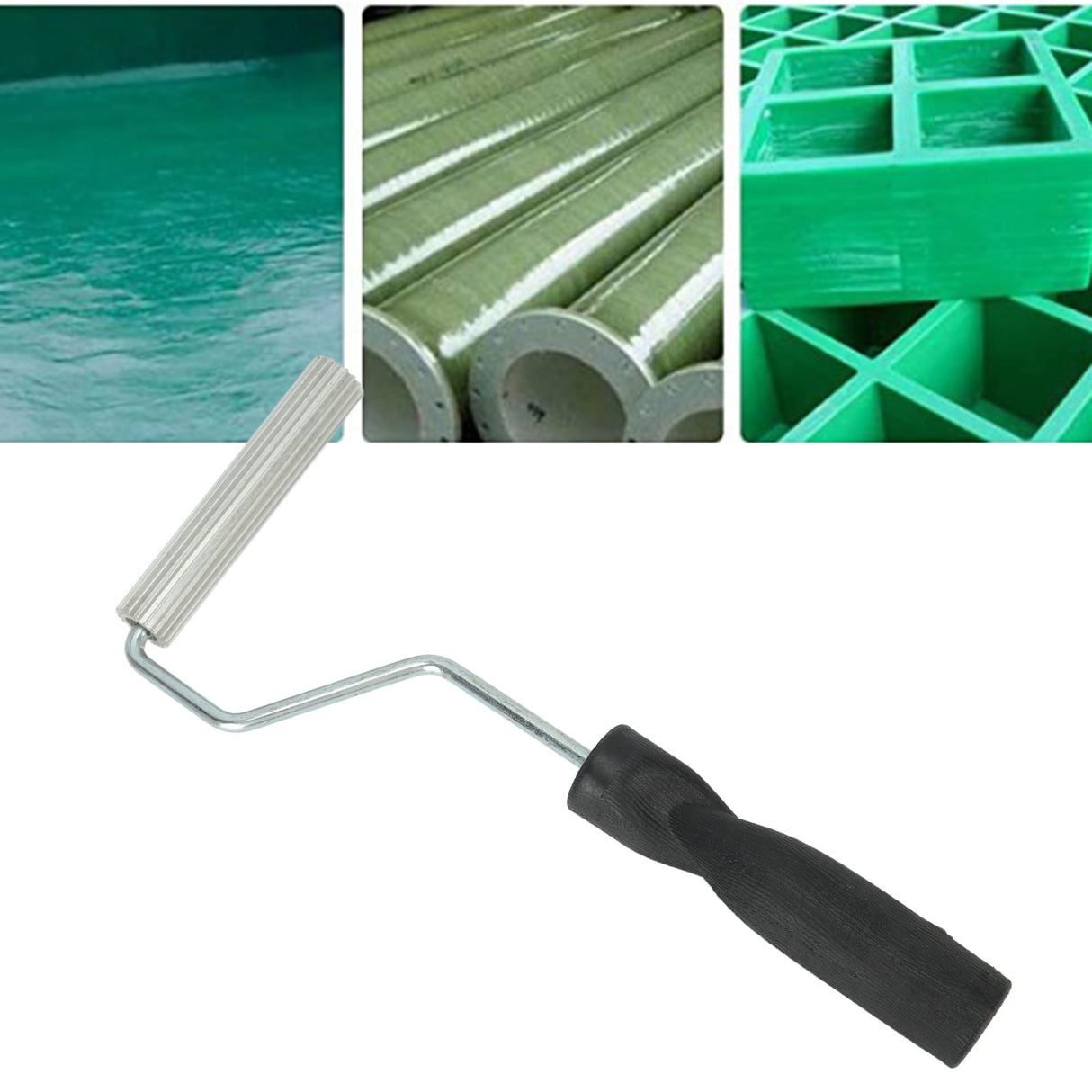 Fiberglass Roller Handheld Aluminum Alloy Smooth Rolling Bubble Removal Roller Set for Bathtub 19 X 100mm / 0.75 X 3.94in