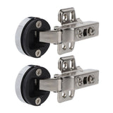 2Set Stainless Steel 201 Cabinet Glass Door Hinge 35 Cup Glass Door Damping Buffer Hinge Straight ArmFull Overlay 18mm - 45-Degree Angle