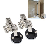 2Set Stainless Steel 201 Cabinet Glass Door Hinge 35 Cup Glass Door Damping Buffer Hinge Straight ArmFull Overlay 18mm