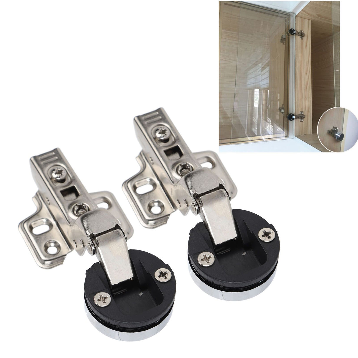 2Set Stainless Steel 201 Cabinet Glass Door Hinge 35 Cup Glass Door Damping Buffer Hinge Large Bend Insert