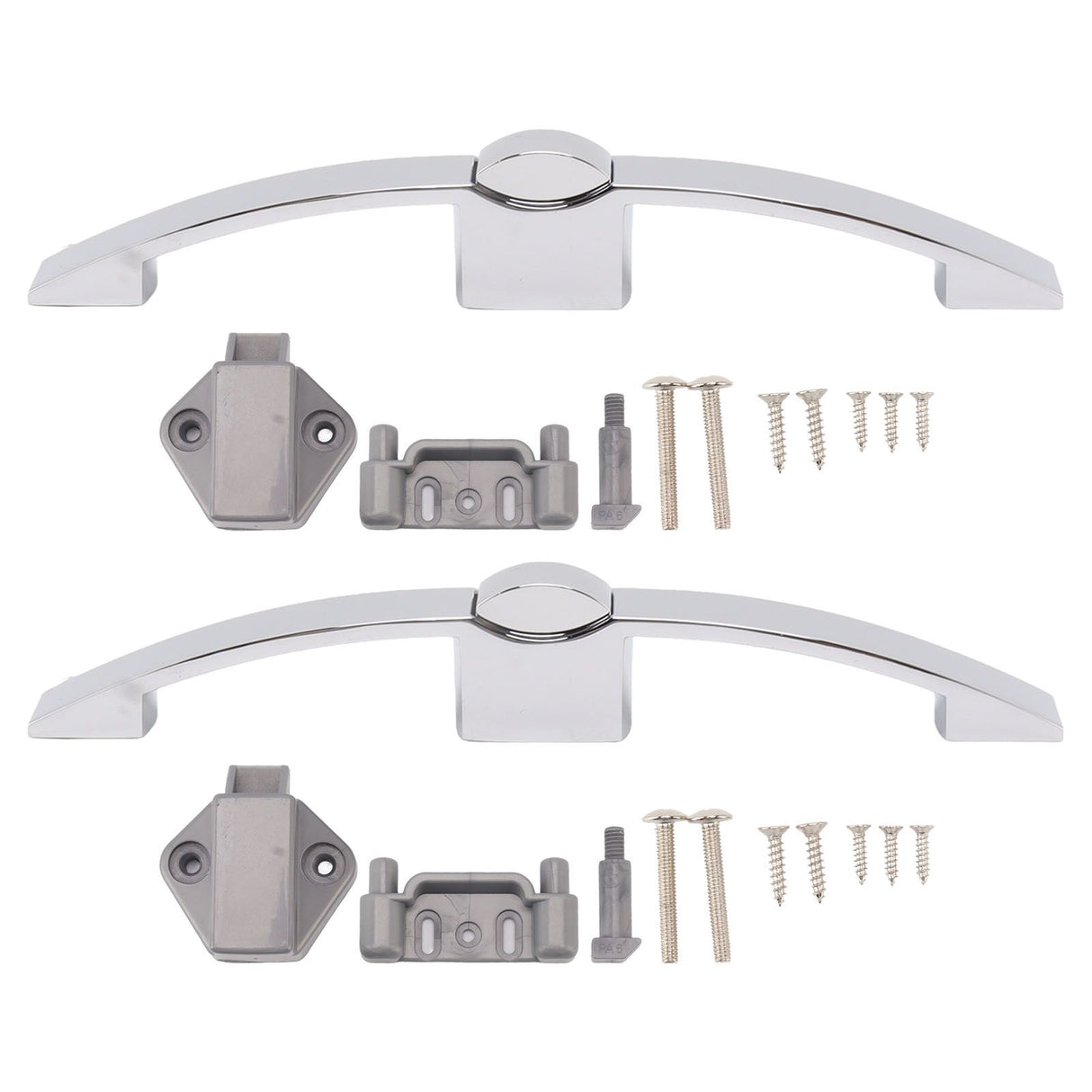 2 Set Push Button Latch Cabinet Lock Cupboard Knob Latch Lock With Handle For RV Motorhome Boat 160mm Hole Spacing (chrome)