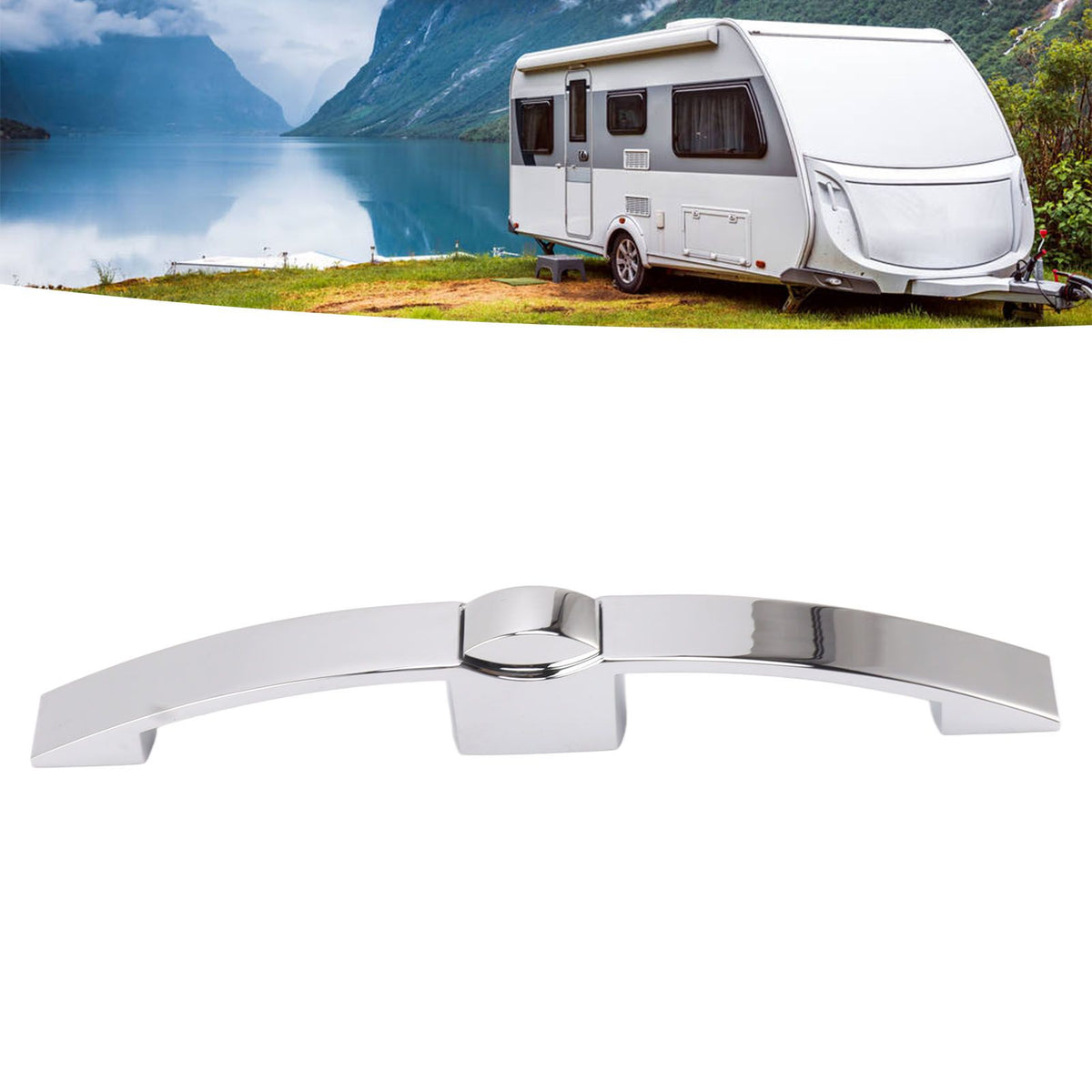 2 Set Push Button Latch Cabinet Lock Cupboard Knob Latch Lock With Handle For RV Motorhome Boat 160mm Hole Spacing (chrome)