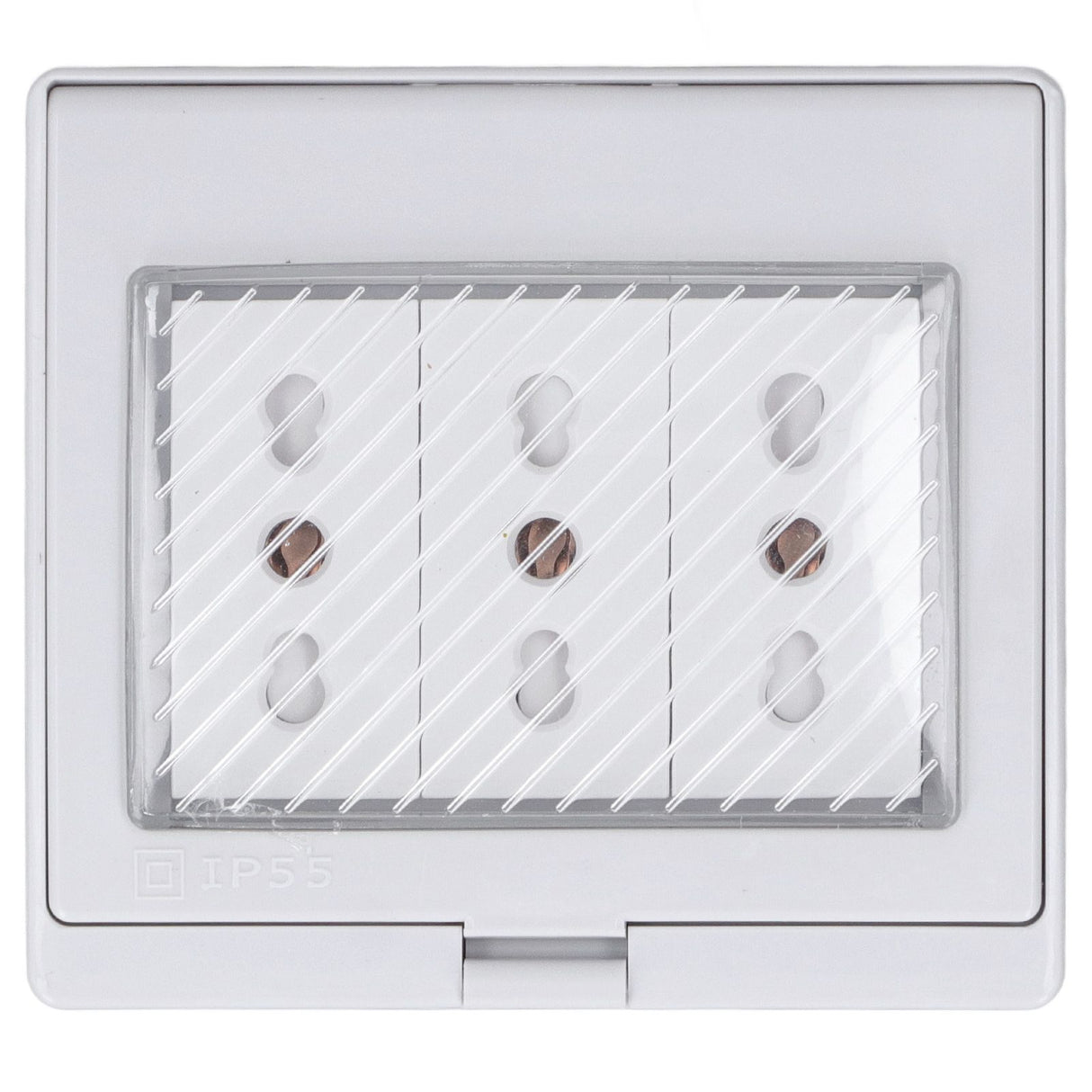 Waterproof Wall Socket IP55 Dustproof Flame Retardant Housing 3 Port Wall Outlet for Outdoor Italian Plug 110‑250V