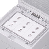Waterproof Wall Socket IP55 Dustproof Flame Retardant Housing 3 Port Wall Outlet for Outdoor Italian Plug 110‑250V