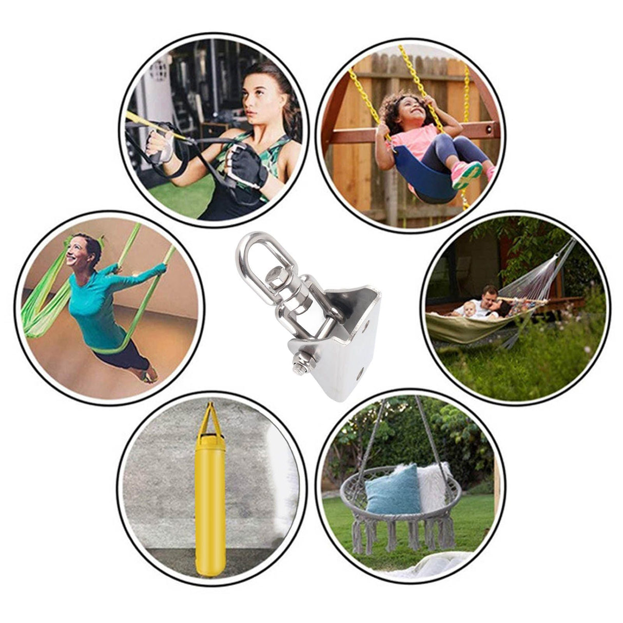 Hammock Hanging Kit Stainless Steel Heavy Duty Swing Hanger 360 Degree Rotate Swing Hanger Suspension Hooks