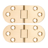 2 Sets Folding Flip Top Hinge Rustproof Round Edge 180 Degree Brass Flap Hinge with Screws for Folding Table Sewing Machine 2.0mm/0.08in