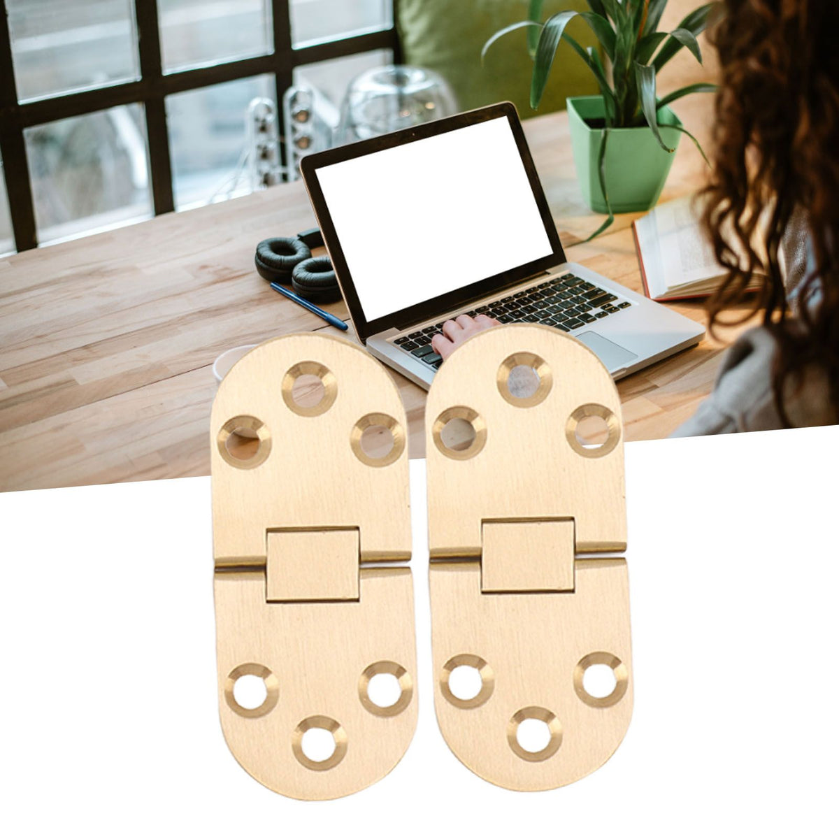 2 Sets Folding Flip Top Hinge Rustproof Round Edge 180 Degree Brass Flap Hinge with Screws for Folding Table Sewing Machine 2.5mm/0.10in