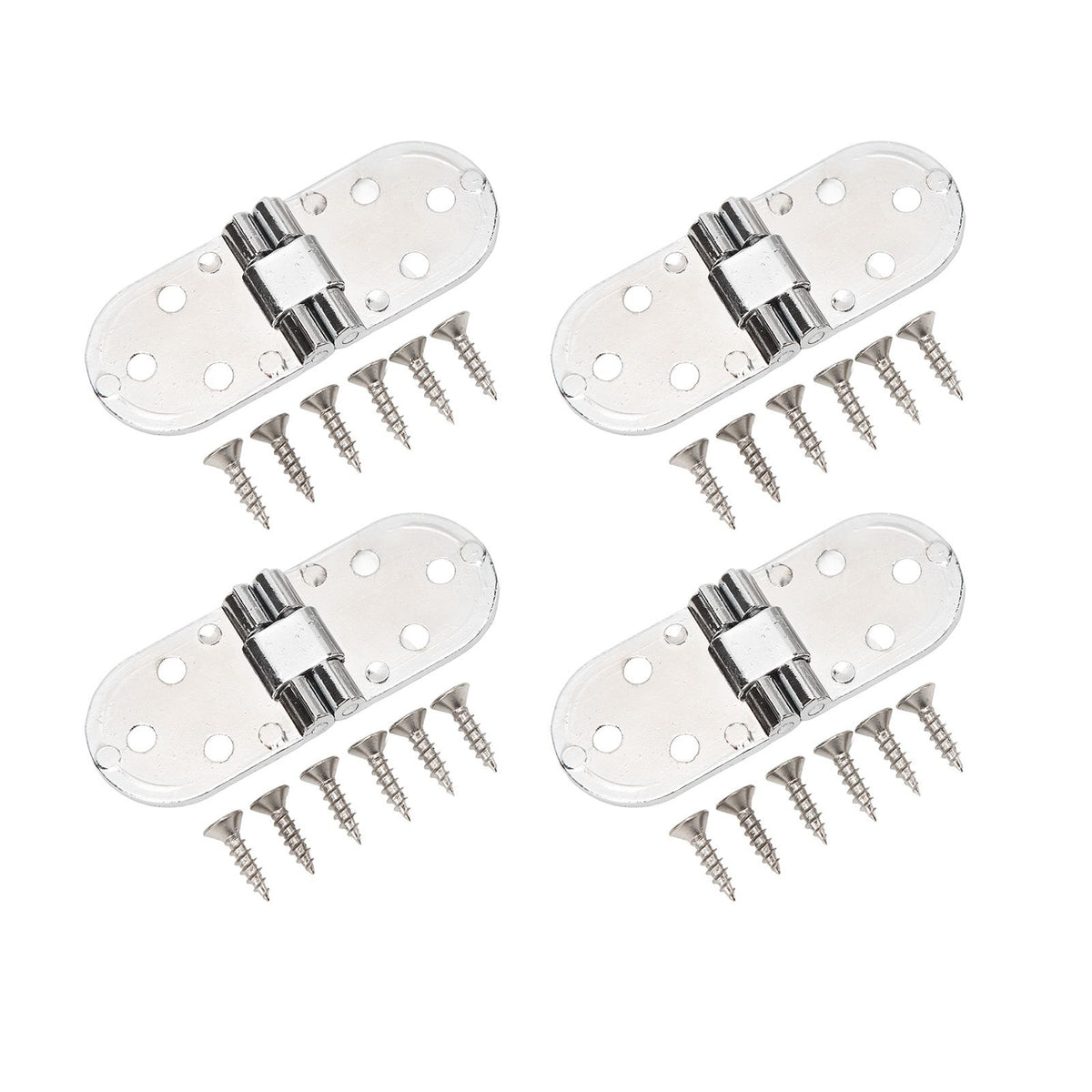 4 Sets 180 Degree Flap Hinge 0.09in Thickness Metal Folding Flip Top Hinge for Folding Table Sewing Machine Bright Chrome
