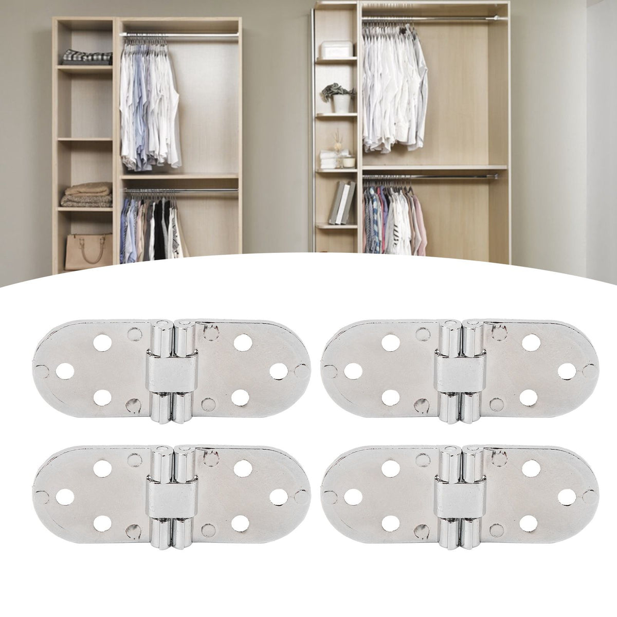 4 Sets 180 Degree Flap Hinge 0.09in Thickness Metal Folding Flip Top Hinge for Folding Table Sewing Machine Bright Chrome
