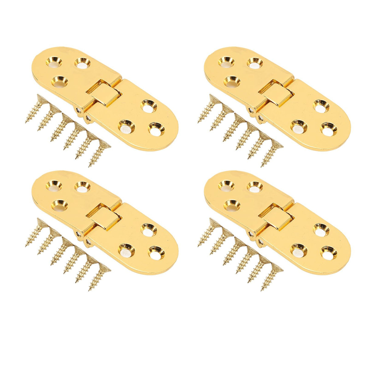 4 Sets 180 Degree Flap Hinge 0.09in Thickness Metal Folding Flip Top Hinge for Folding Table Sewing Machine Bright Gold