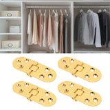 4 Sets 180 Degree Flap Hinge 0.09in Thickness Metal Folding Flip Top Hinge for Folding Table Sewing Machine Bright Gold