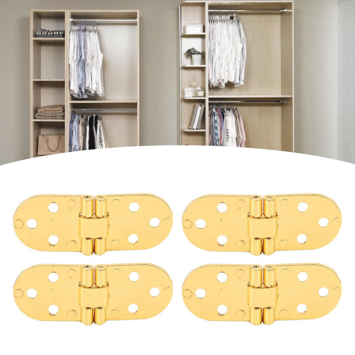 4 Sets 180 Degree Flap Hinge 0.09in Thickness Metal Folding Flip Top Hinge for Folding Table Sewing Machine Bright Gold