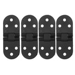 4 Set Round Edge Hinge 180 Degree Painted Black Zinc Alloy Cabinet Hardware for Door with Screw