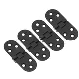 4 Set Round Edge Hinge 180 Degree Painted Black Zinc Alloy Cabinet Hardware for Door with Screw - Low Angle