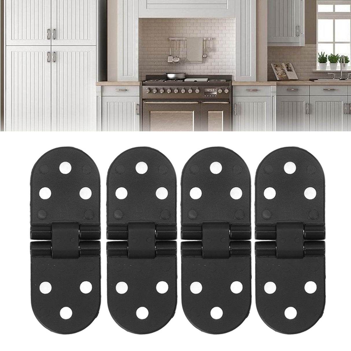 4 Set Round Edge Hinge 180 Degree Painted Black Zinc Alloy Cabinet Hardware for Door with Screw