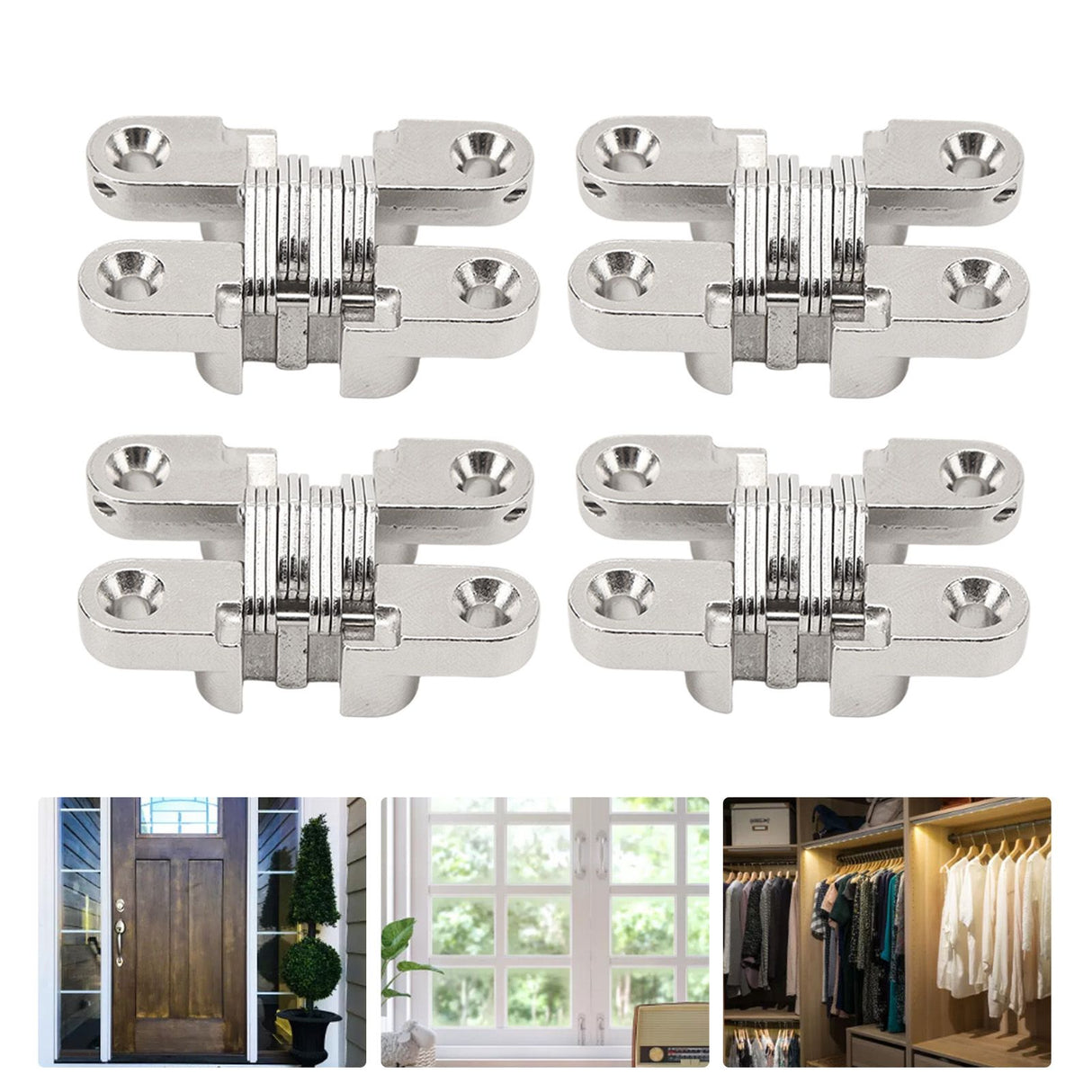4Pcs Mini Zinc Alloy Cross Hidden Hinge 180 Degree Swing Jewelry Box Invisible Hinge