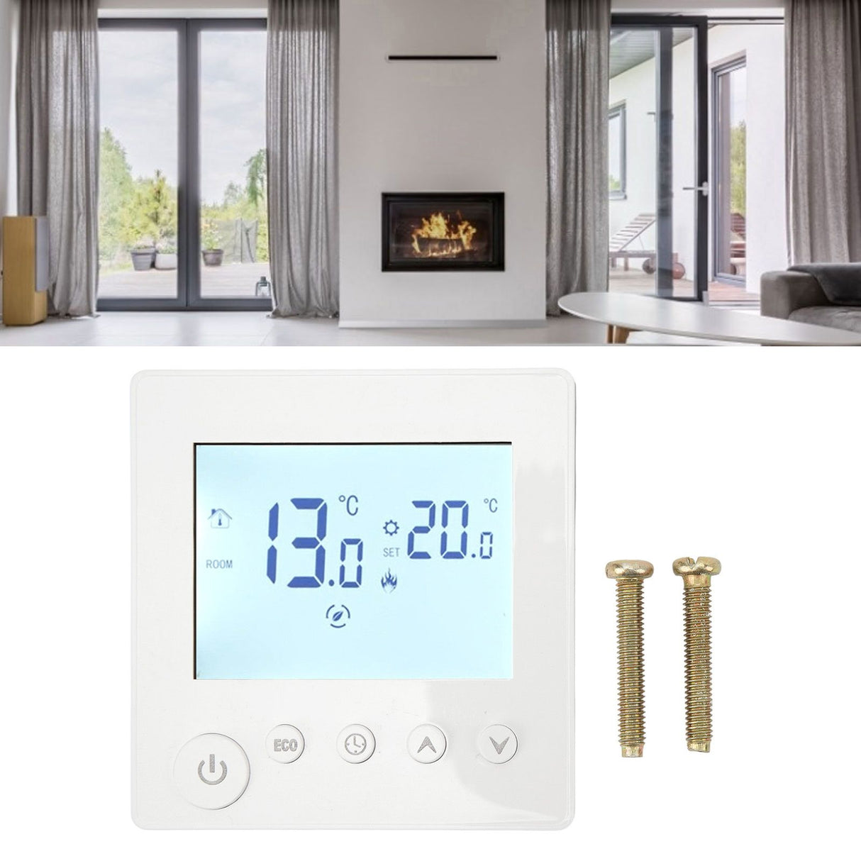 Floor Heating Thermostat Controller Programmable Control Panel LCD Display 90V‑240V for Home