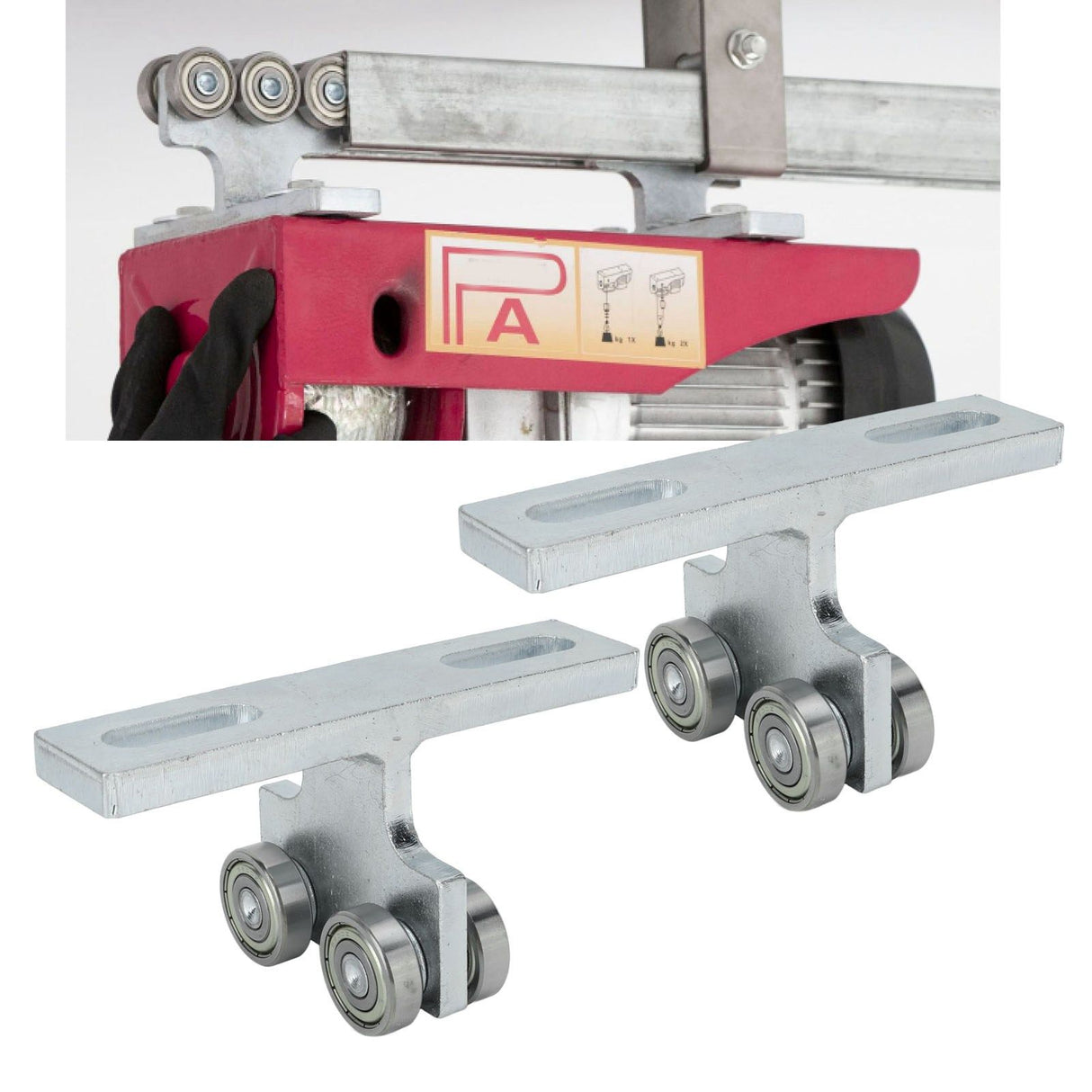 2Pcs Wheel Trolley T Shape Welded Roller Trolley Stable Bearing Track Roller Wheels for Track Electric Lift