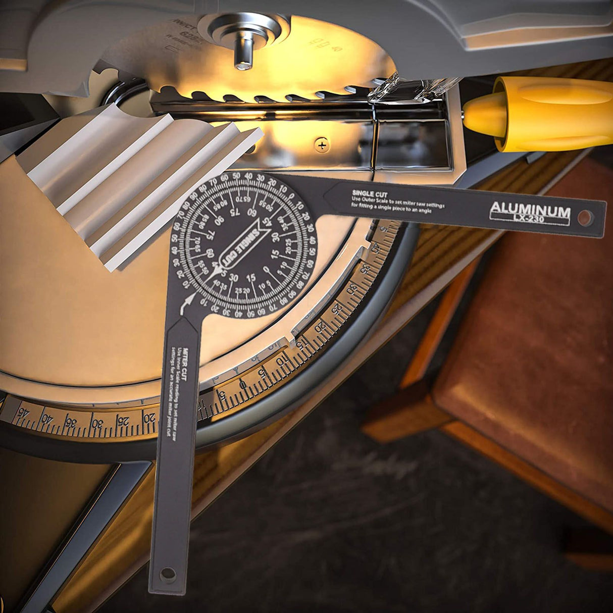Miter Saw Protractor Accurate 2 Laser Engraving Scales Efficient Aluminum Alloy Angle Finder Protractor for Carpenter
