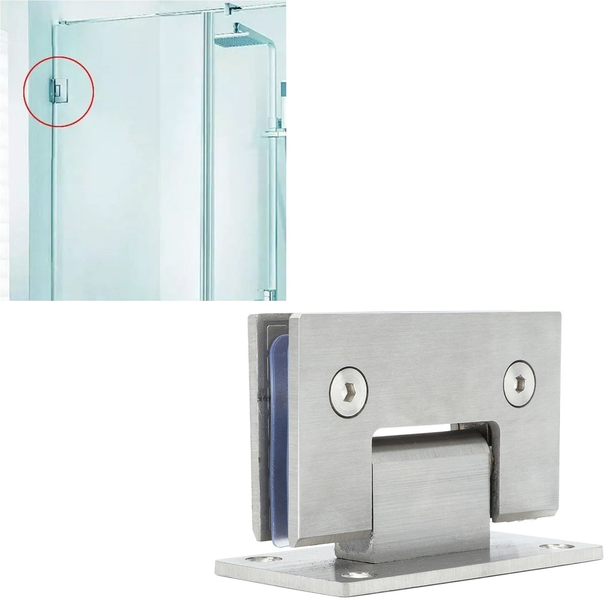 2Pcs Glass Door Hinge Heavy Duty Glass Door 90 Degree Hinges Durable Stainless Steel Bathroom Gate Clamp for Bathroom Toilet