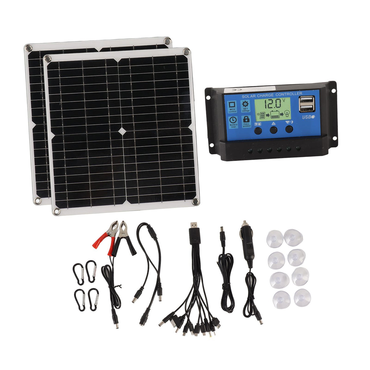Solar Panel Kit 50W Solar Panel 60A Solar Charge Controller Set with 2 USB Output for RV Camping Blackout