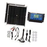 Solar Panel Kit 50W Solar Panel 60A Solar Charge Controller Set with 2 USB Output for RV Camping Blackout - Side View