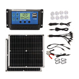 Solar Panel Kit 50W Solar Panel 60A Solar Charge Controller Set with 2 USB Output for RV Camping Blackout - Rear View