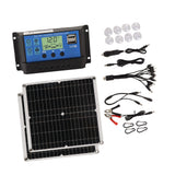 Solar Panel Kit 50W Solar Panel 60A Solar Charge Controller Set with 2 USB Output for RV Camping Blackout - Close-Up Angle