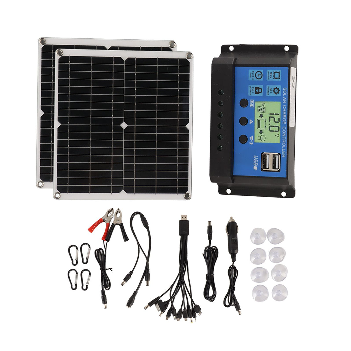 Solar Panel Kit 50W Solar Panel 60A Solar Charge Controller Set with 2 USB Output for RV Camping Blackout