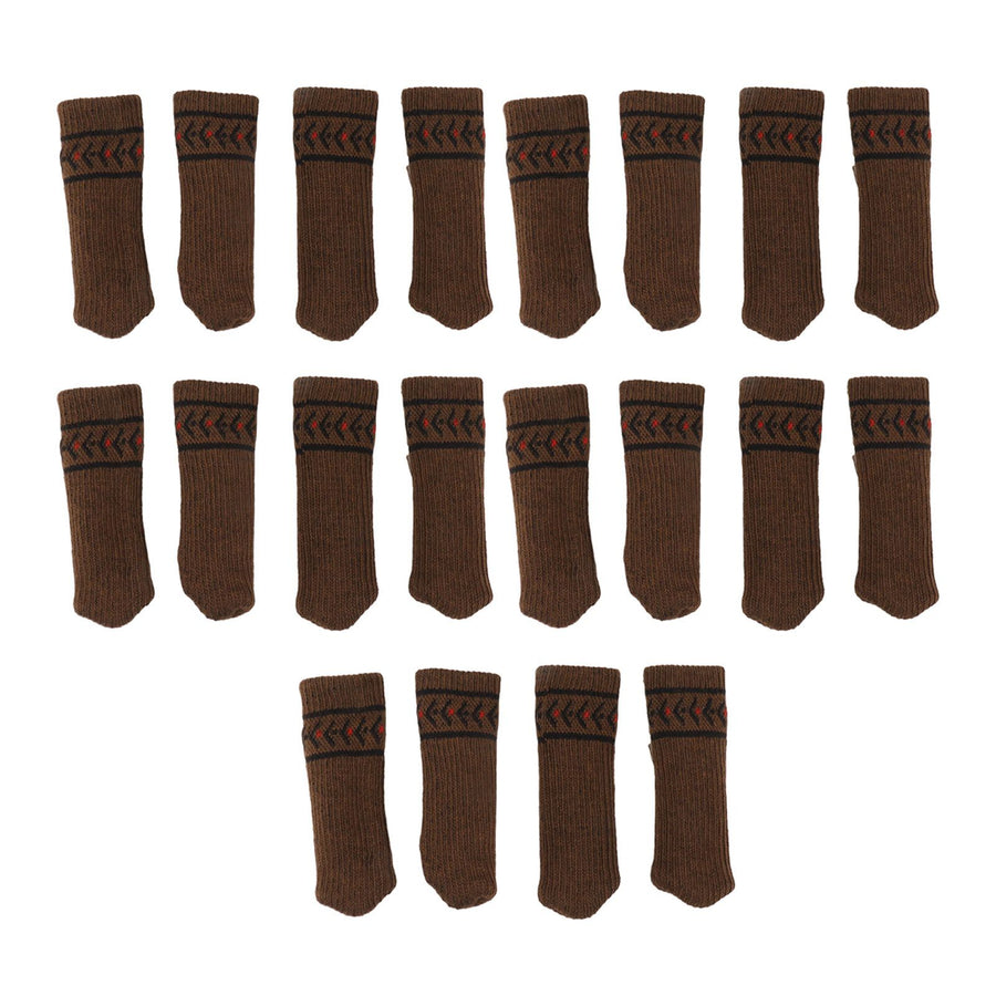 20Pcs Chair Leg Protector Table Furniture Cap Covers Prevent Scratches Noise Free Thickened Knitted Floor Pad Set Brown