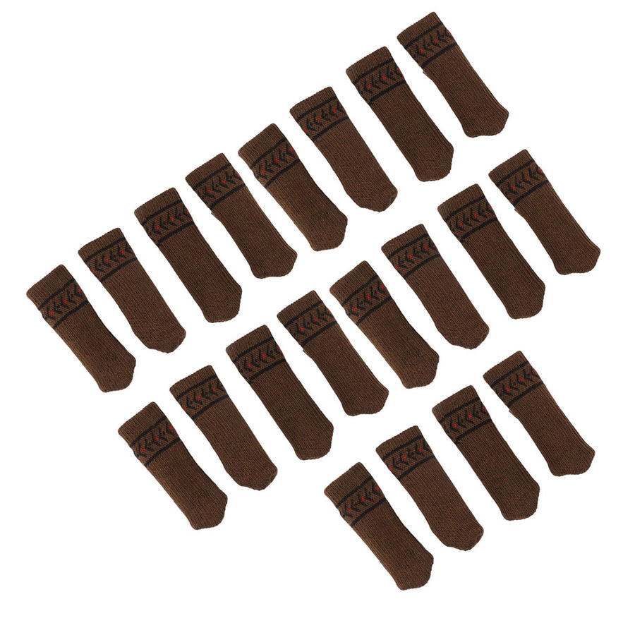 20Pcs Chair Leg Protector Table Furniture Cap Covers Prevent Scratches Noise Free Thickened Knitted Floor Pad Set Brown