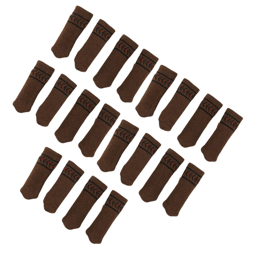 20Pcs Chair Leg Protector Table Furniture Cap Covers Prevent Scratches Noise Free Thickened Knitted Floor Pad Set Brown