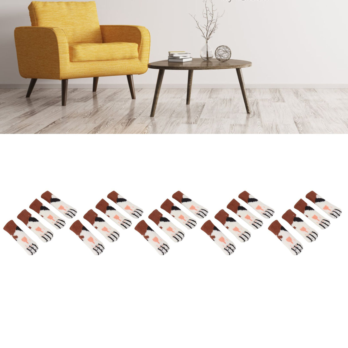 20Pcs Cat Paw Pattern Table Leg Protection Cover Thickened Furniture Chair Leg Feet Floor Protector for 7‑18cm