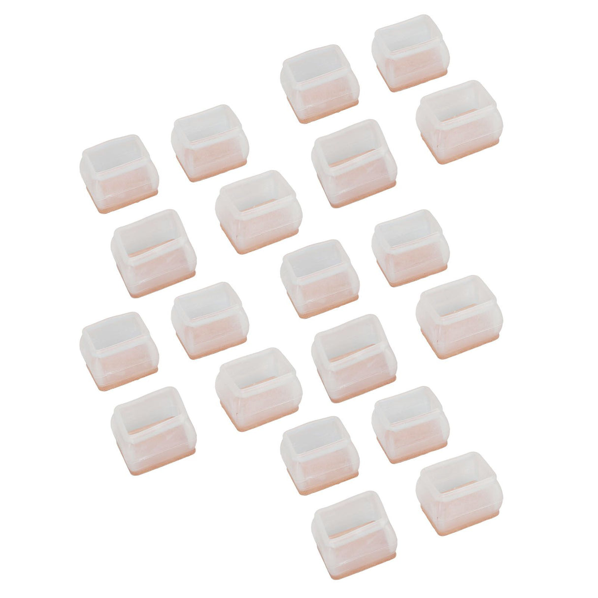 20Pcs Chair Leg Protector for Hardwood Floor Rubber Felt Furniture Pad Cover Non Scratches Noise Transparent Rectangle S