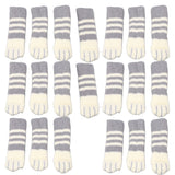20pcs Cat Paw Furniture Leg Socks Double Thickened Knitting Chair Leg Floor Protectors for Office Home Dark Grey Stripe - Front View