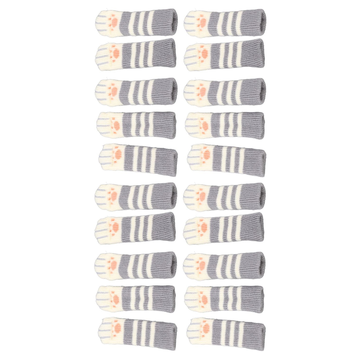 20pcs Cat Paw Furniture Leg Socks Double Thickened Knitting Chair Leg Floor Protectors for Office Home Dark Grey Stripe