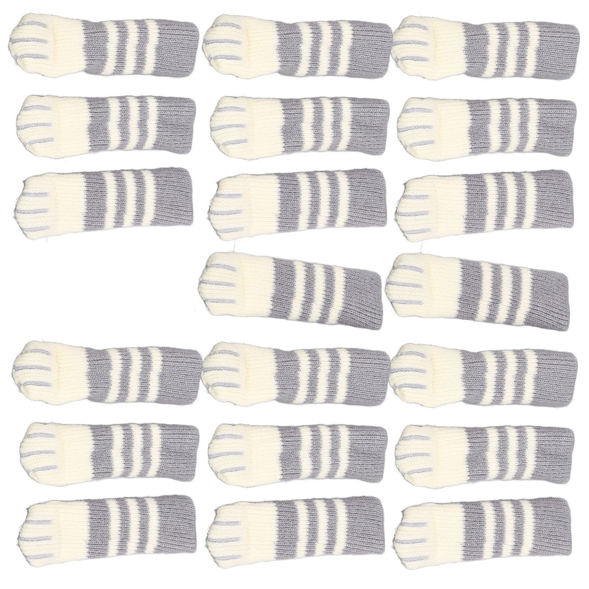 20pcs Cat Paw Furniture Leg Socks Double Thickened Knitting Chair Leg Floor Protectors for Office Home Dark Grey Stripe